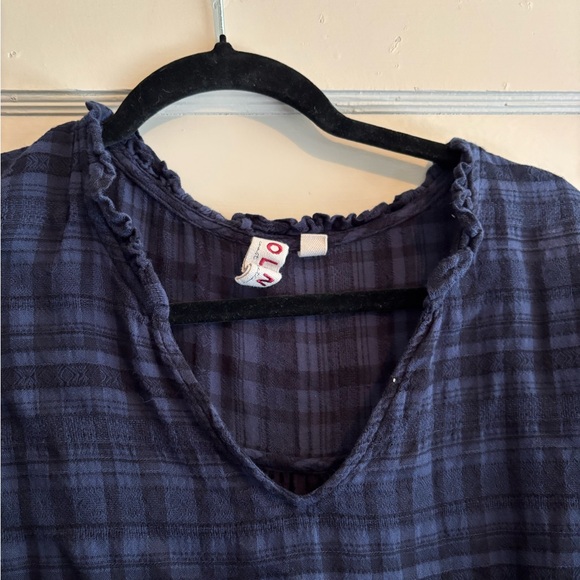 Dolan Dark Blue Checkered Blouse - Picture 3 of 6